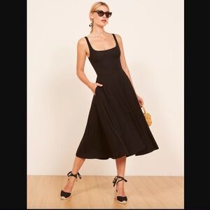 Reformation jeans Rou Knit dress black a-line swing black dress with pockets